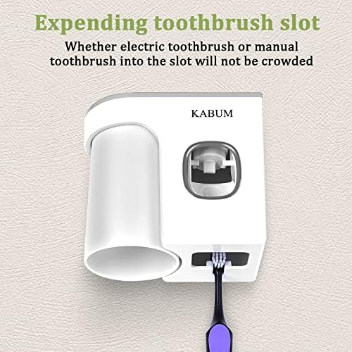 KABUM Toothbrush Holders for Bathrooms Toothpaste Dispenser, Grey - Image 6