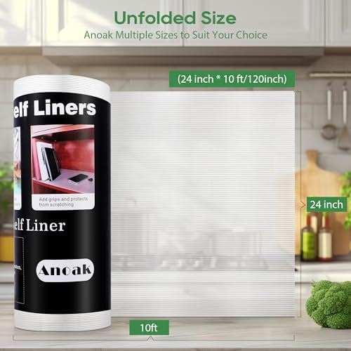 Anoak Shelf Liner - Non-Slip Cabinet Liner, 24 Inch x 10 FT(120 Inch) Durable Waterproof Washable Oil-Proof for Kitchen Cabinet, Shelves, Refrigerator, Storage, Desks, Non Adhesive - Image 7