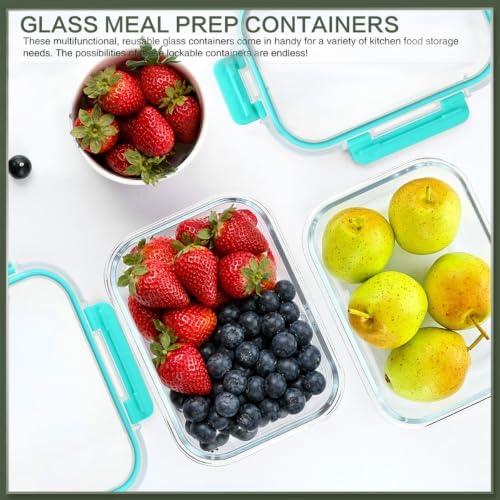 KOMUEE 10 Packs 30 oz Glass Meal Prep Containers with Lids, Green - Image 6
