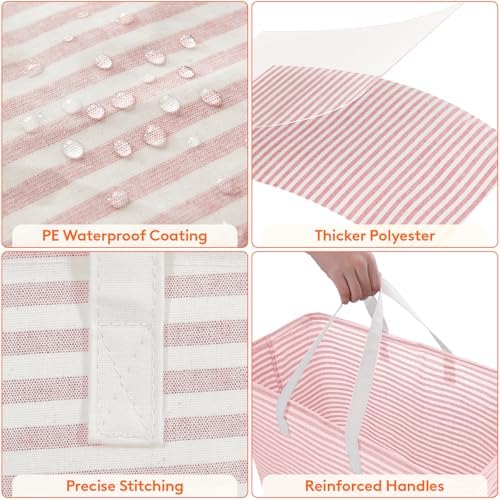 Lifewit 100L Large Laundry Baskets, Laundry Hampers Bags, 2 Pack, Grey&Pink - Image 6