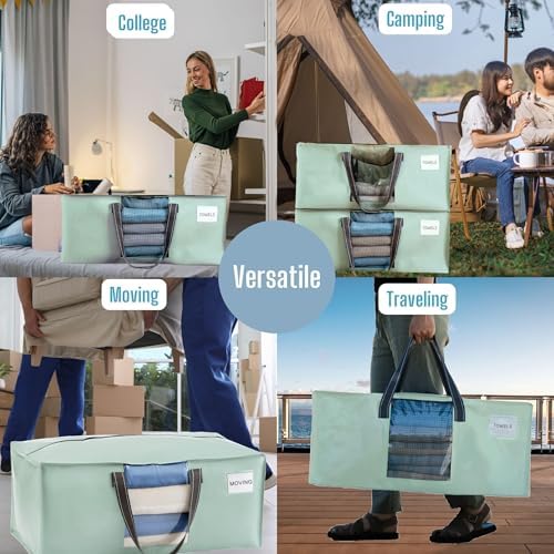 VENO Heavy Duty Moving Bags, Storage Bags, Clear Window, Light Green,8 Pack - Image 6