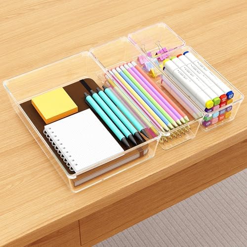 15 Pcs Clear Plastic Drawer Organizer, Makeup & Vanity Organizer - Image 6