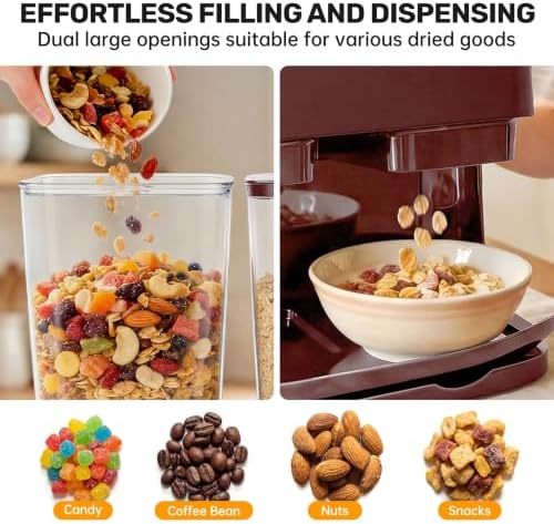 2 Pack Cereal Dispenser Countertop, Double 3L Airtight, Red - Image 7