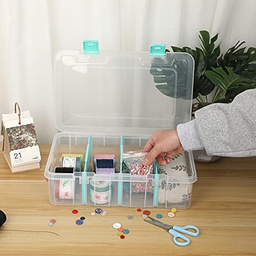 BTSKY Clear Plastic Dividing Storage Box with 4 Compartments Sewing Box - Image 6
