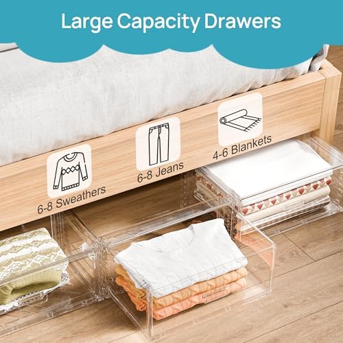 Vtopmart 4 Pack Large Clear Stackable Storage Drawers 23QT - Image 6