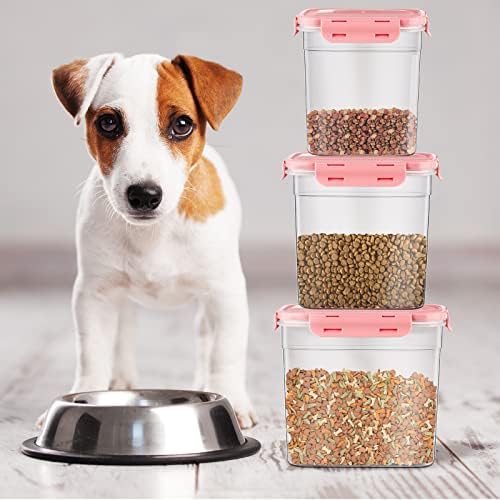 Patelai 6 Pcs Dog and Cat Food Storage Containers 2 Scoops, Pink - Image 6