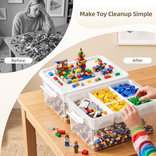 Citylife 17QT 2-Pack Toy Organizer Craft Storage Buildable Lid Movable Tray - Image 6