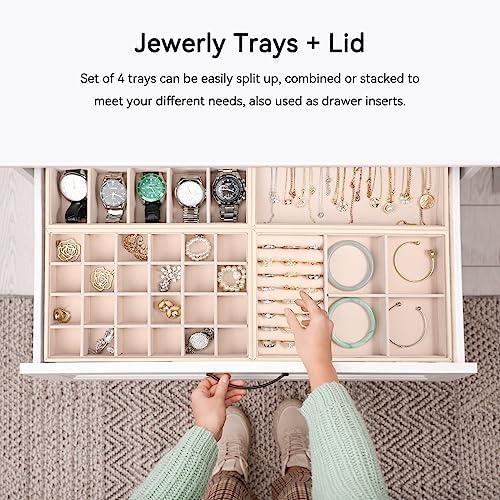 Voova Stackable Jewelry Organizer Tray with Lid (Set of 4, Apricot) - Image 6