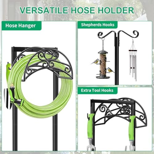 TomCare Garden Hose Holder, 4 Spikes Water Hose Hanger for 160FT Hose - Image 7