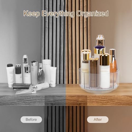 Clear Rotating Makeup Organizer, 360° Acrylic Cosmetic Storage Display Bathroom Tray - 7 Inch Spinning Perfume Skincare Organizer, Lazy Susan Vanity Countertop Holder for Brushes Dresser Decor - Image 7