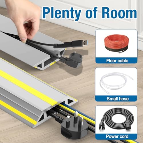 Eapele Floor Cord Cover 4ft Cord Covers for Wires on Floor, Heavy Duty Extension Cord Cover, Rubber Floor Cable Cover, Prevent Trip Hazard for Sidewalk Home Office Outdoor or Indoor Settings - Image 7