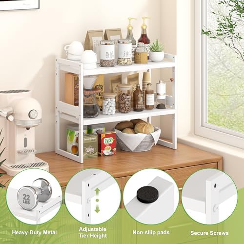 DOLALIKE Expandable Cabinet Shelf Organizer Stackable Kitchen Counter Shelf - Image 6
