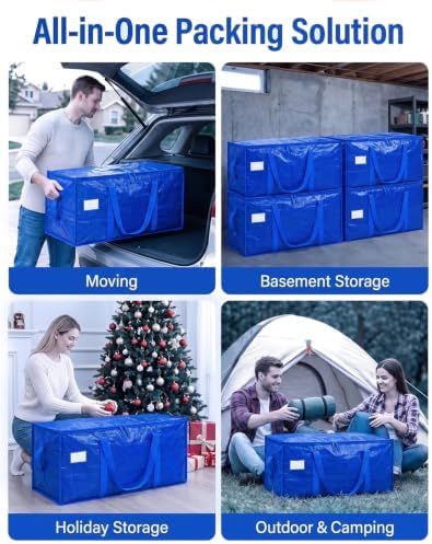 Moving Bags, 97L Heavy Duty Storage Bags Strong Handles & Zipper, 6-Pack - Image 7