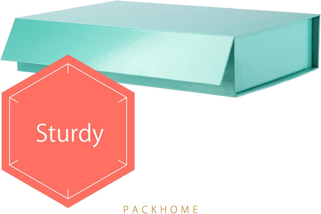 PACKHOME Gift Box 11.5x8x2.5 Inches, Sturdy Shirt Box with Magnetic Lid for Multiple Occasions (Glossy Green)