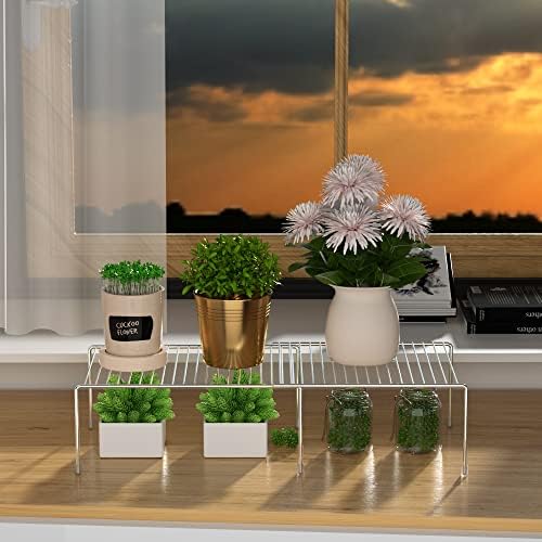 Kitchen Cabinet Expandable Shelf Organizers Set of 6, Adjustable Metal Wire Pantry Storage Shelves, Plate Dish Organizer Rack for Cabinets, Cupboard, Counter, Freezer, Countertop, Chrome - Image 7