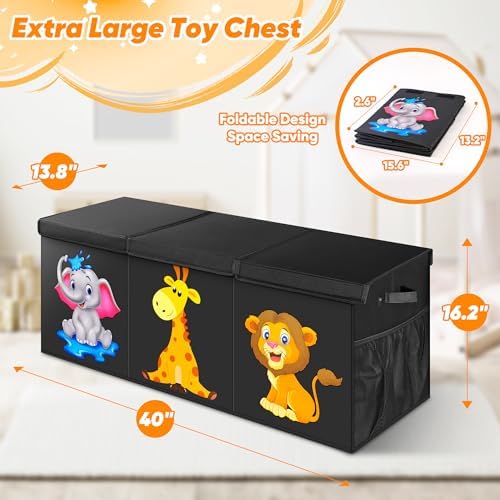 Extra Large Toy Box, Collapsible Storage Organizer with Lids, 40"x14"x16" - Image 7