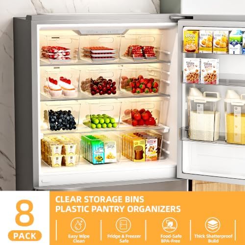 8 Pack Clear Plastic Storage Bins, Pantry Organizing Bins , XL - Image 7