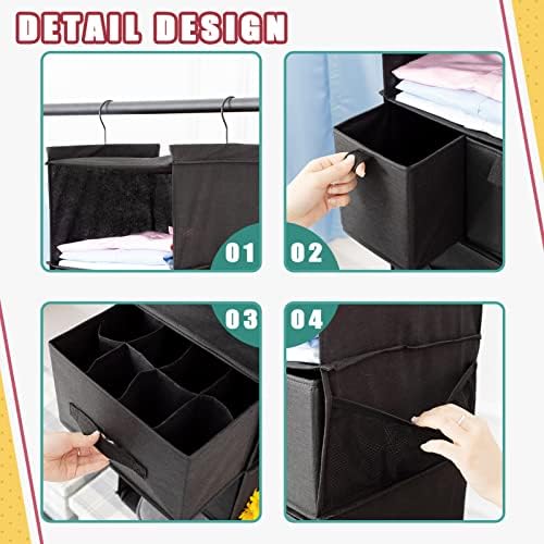 6-Shelf Hanging Closet Organizer with 5 Drawers, Non-Woven Storage, Black - Image 6