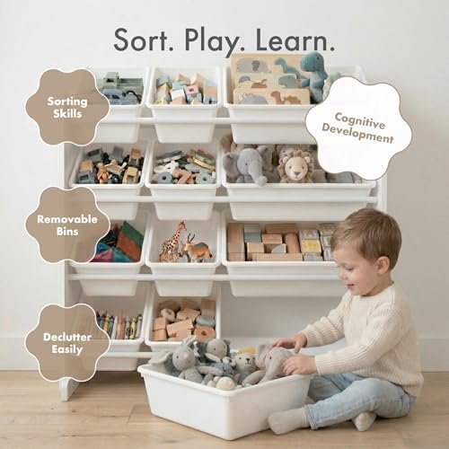 Humble Crew Kids Toy Organizer with 12 Bins, 4 Tier Storage for Playroom - Image 6