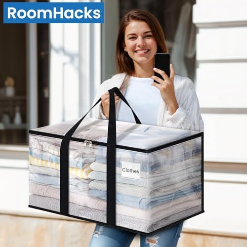 RoomHacks Moving Bags, Heavy Duty Large Storage Bags, 125L, 10 Pack, Clear - Image 6