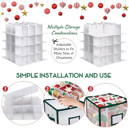 BINSUNS Christmas Ornament Storage Box, Christmas Storage Containers Organizer Bag with Dividers - Fits up to 64 Holiday Xmas Ornaments Decorations 3” Seasons Balls(Mixed Black) - Image 6