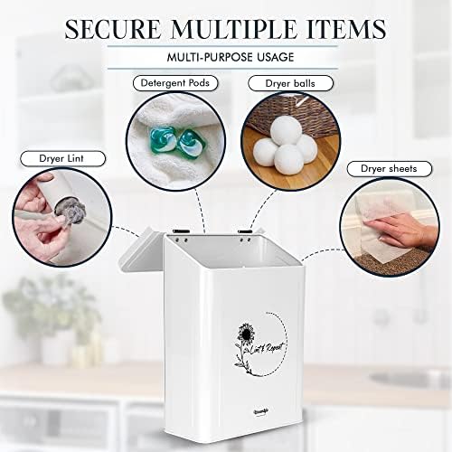 Knowstyle Metal Magnetic Lint Bin for Laundry Room Decor - Laundry Room Trash Can with Dryer Lint Brush for Dryer Vent – Metal Laundry Lint Bin with Clothes Lint Roller - Image 6