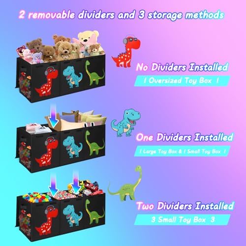 Extra Large Toy Box, Kids Toy Storage Chest with Lids, 40"x16"x16", Black - Image 6