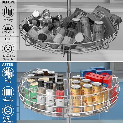 JOWBOOW Lazy Susan Organizer Bins for 28"-29" Diameter Corner Cabinet Lazy Susan, 6 Pack, Clear Plastic Cabinet and Pantry Storage Bin, 1/8 Wedge-Food Safe, BPA Free - Image 6