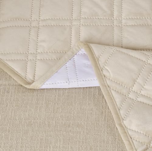 Brilliant Sunshine Beige Velvet Couch Armrest Organizer, 35"×13" - Image 7