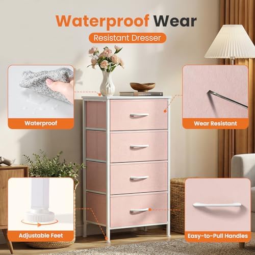 Sweetcrispy Dresser for Bedroom, 4 Drawer Storage Cabinet, Tall Nightstand - Image 6