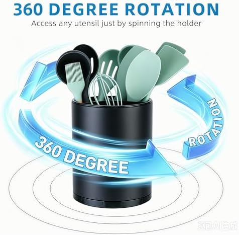 LIBODOUR Kitchen Utensil Holder,Extra Large 360°Rotating For Countertop - Image 6