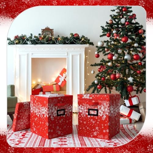 2 Pack 16 Inch Large Christmas Nutcracker Storage Box Hold 18 Nutcrackers Figurine Collectible Storage Box for Holiday Decor Carolers Santa Figure or Nut Cracker Ornaments(Snowflake,Red) - Image 6