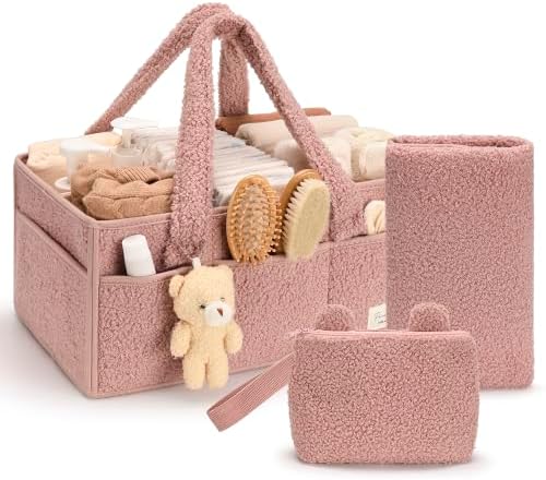 PeraBella Baby Diaper Caddy Organizer, Nursery Storage Baby Basket 3Pcs Set - Image 7