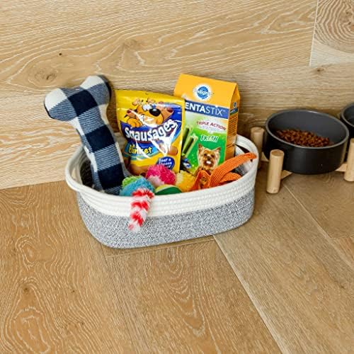 NaturalCozy 5-Piece Rectangle Storage Basket Set- Natural Cotton Rope Woven Baskets for Organizing! Small Basket for Montessori, Baby Nursery, Dog Toy Baskets, Cat Toy Box, Bathroom Organization Bin - Image 6