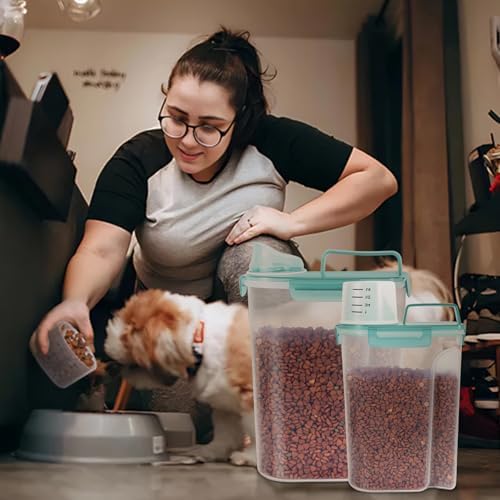 LEAWALK 3+5Lbs Airtight Dog Cat Pet Food Storage Container (Clear Blue) - Image 7