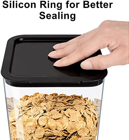5L Cereal Dispenser Countertop with lids, Organization and Storage Containers for Kitchen and pantry, Rice Dispenser for food, Cereal, Beans, Nuts, Snack,Oatmeal, Dog Food, Bird Seed, Black, 1Pc - Image 6