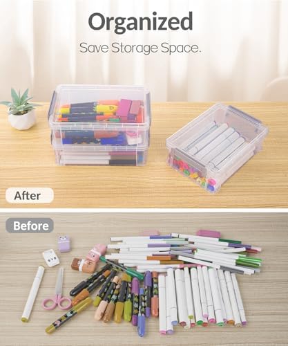 Sooez 6 Pack Extra Large Pencil Box, Plastic Pencil Case Crayon Box - Image 7