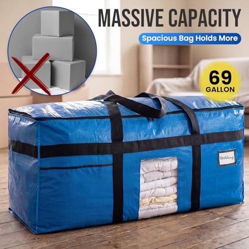 TAILI 2 Pack XXL Storage Bags with Visible Window and Handy Pocket,Blue - Image 6