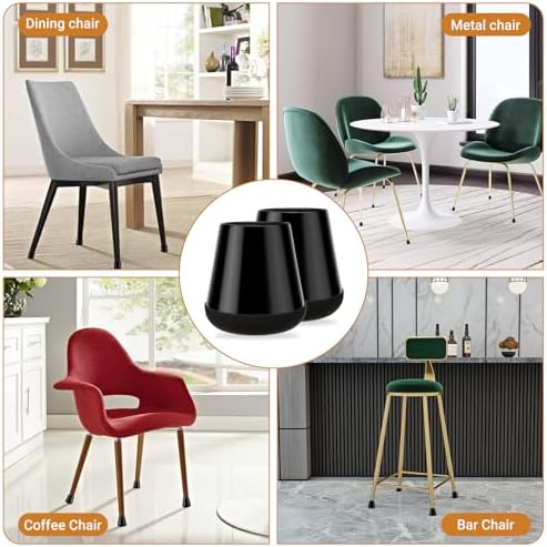 24 PCS Silicone Chair Leg Floor Protectors Extra Small(0.6"-0.8") Rubber Felt Furniture Pads Chair Legs Caps/Covers for Hardwood Floors, Tile from Scratches & Reduce Noise - Round, Black - Image 6