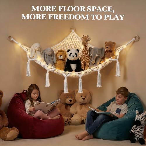 Stuffed Animal Storage Hammock, Large Toy Hammock Net for Stuffed Animals Room Decor, Cute Toy Display Plushie Net, Jumbo Doll Corner Stuff Animals Organizer Decorations - Image 6