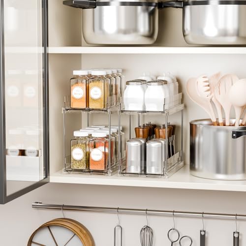 Yieach 2 Tier Vertical Spice Rack Pull Out,10.4'' Deep Narrow Slide Out Spice Rack Organizer for Inside Cabinets,Kitchen,Pantry,Cupboard Seasoning,Can,Jar Organizer and Medicine Cabinet Storage - Image 6