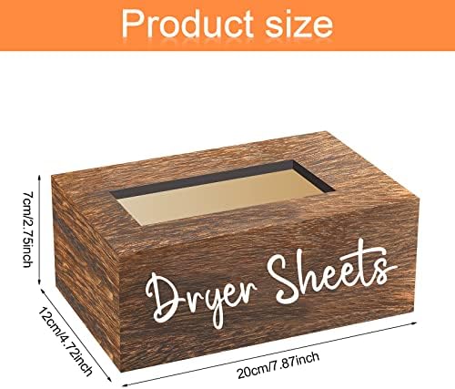 Blulu Dryer Sheet Holder for Laundry Room Wooden Dryer Sheet Container Sheets Dispenser Box Wooden Container Modern for Organizing Fabric Laundry Pods, 7.87 x 4.72 x 2.75 Inches(Dark Brown) - Image 7