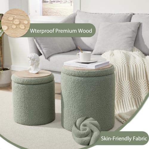 Royal Windsor Round Ottoman with Storage Set of 2, Storage Vanity Stool - Image 6