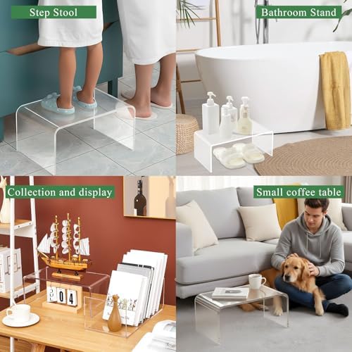 RattanView 2 Pcs 17 Inch Extra Large Clear Acrylic Shelf Riser, 8mm Thick - Image 6