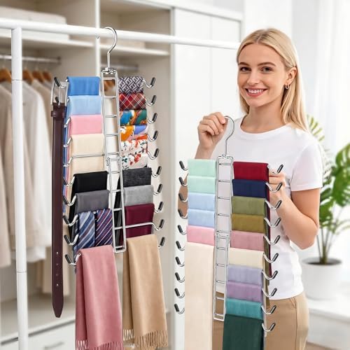 10 Tiers Scarf Organizer for Closet 360° Swivel Scarf Hanger Hijab Holder - Image 6
