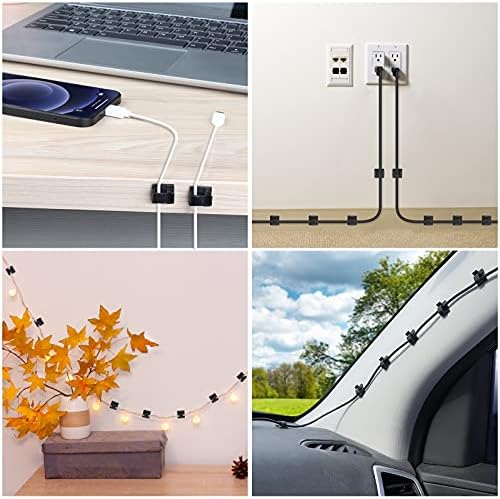 120 PCS Cable Clips, Adhesive Cord Clips for Wires on Wall, Strong Wire Clips Holders Cord Organizer for Cable Management, Christmas Lights, USB, Phone Charger, Cat 6, Car Dash Cam (Small, Black) - Image 6