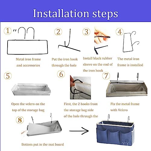 Bedside Caddy, Bedside Hanging Storage Organizer forBunk and Hospital Beds,College Dorm Bed,Can be Placed Glasses Books Mobile Phones(Navy Blue 1) - Image 5
