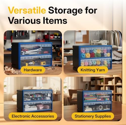 NORTHSKY Stackable Parts Organizer & Storage Cabinet with 2-Drawer, Clear Hardware Tool Box with Transparent Bins, Durable Plastic Component Case for Screws, Beads, Nuts, and Craft Supplies - Image 7