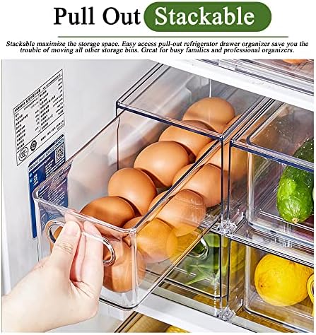 bealy 3 Pack Fridge Organizer and Storage,Clear Storge Bins with Pull-out Drawer, Fridge Drawers Clear Stackable Storage Drawer Containers for Freezer, Refrigerator, Pantry, Kitchen - Image 6