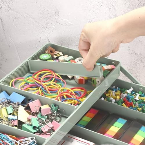 Tackle Box, 15-Inch Extra Large Art Storage Box with 3-Layer Folding Trays - Image 7